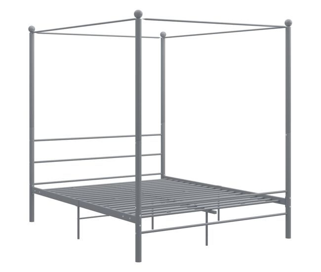 Estructura de cama con dosel metal gris 160x200 cm