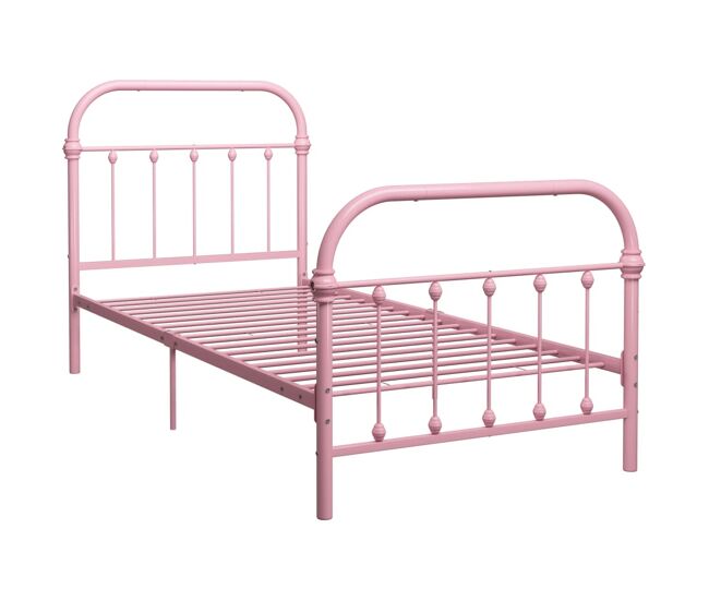 Estructura de cama de metal rosa 90x200 cm