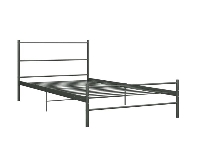 Estructura de cama de metal gris 100x200 cm