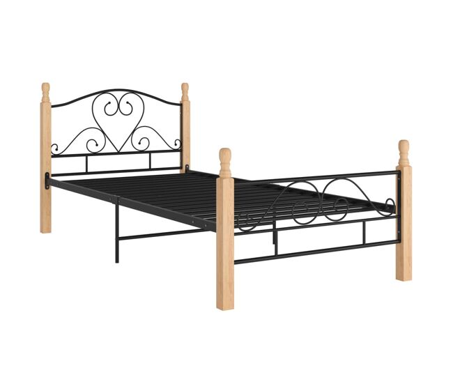Estructura de cama de metal negra 90x200 cm
