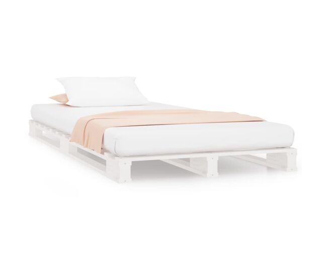 Cama de palets madera maciza pino blanca individual 90x190 cm