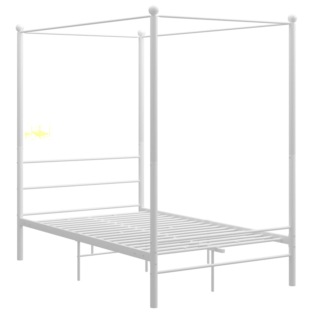 Estructura de cama con dosel metal blanco 120x200 cm