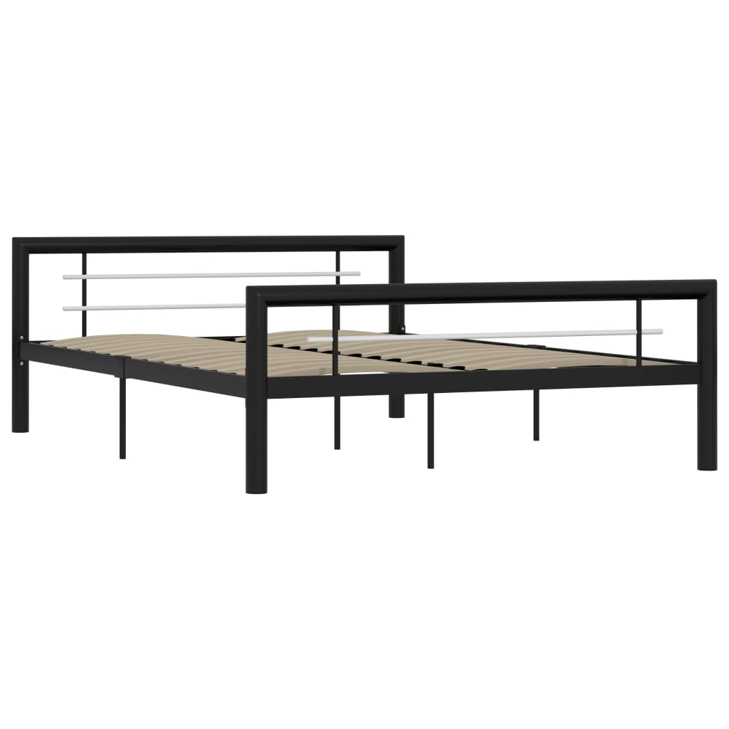 estructura de cama de metal negro y blanco 120x200 cm