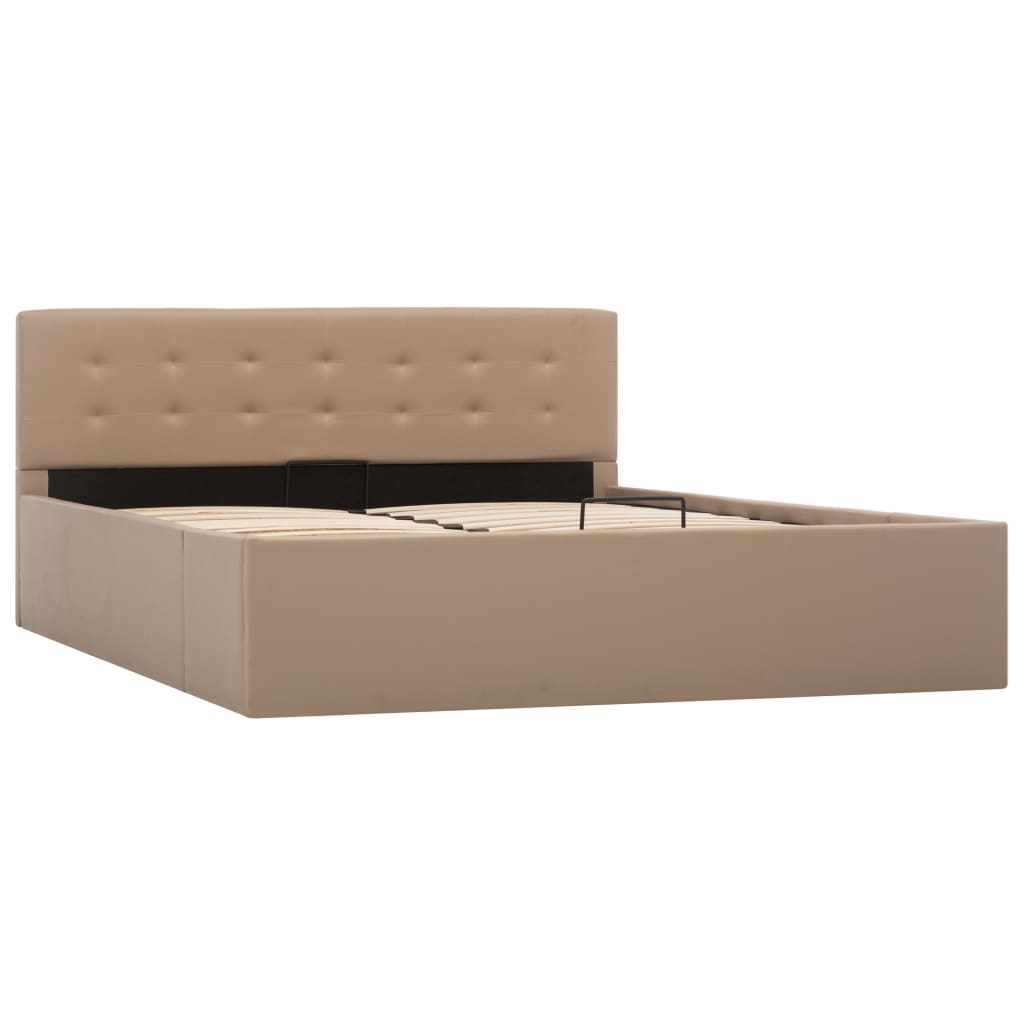 Cama canapé hidráulica cuero sintético 140x200 Marrón