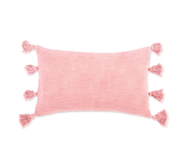 Funda de cojín de algodón con pompones modelo joy 30x50cm rosa