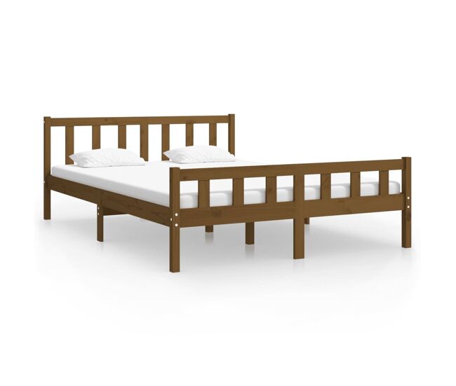 Estructura de cama madera maciza marrón miel 120x200 cm