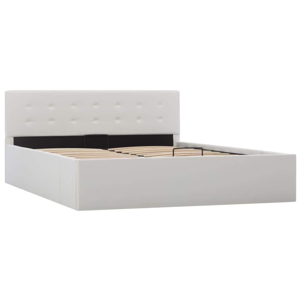 Cama canapé hidráulica cuero sintético 140x200 Blanco