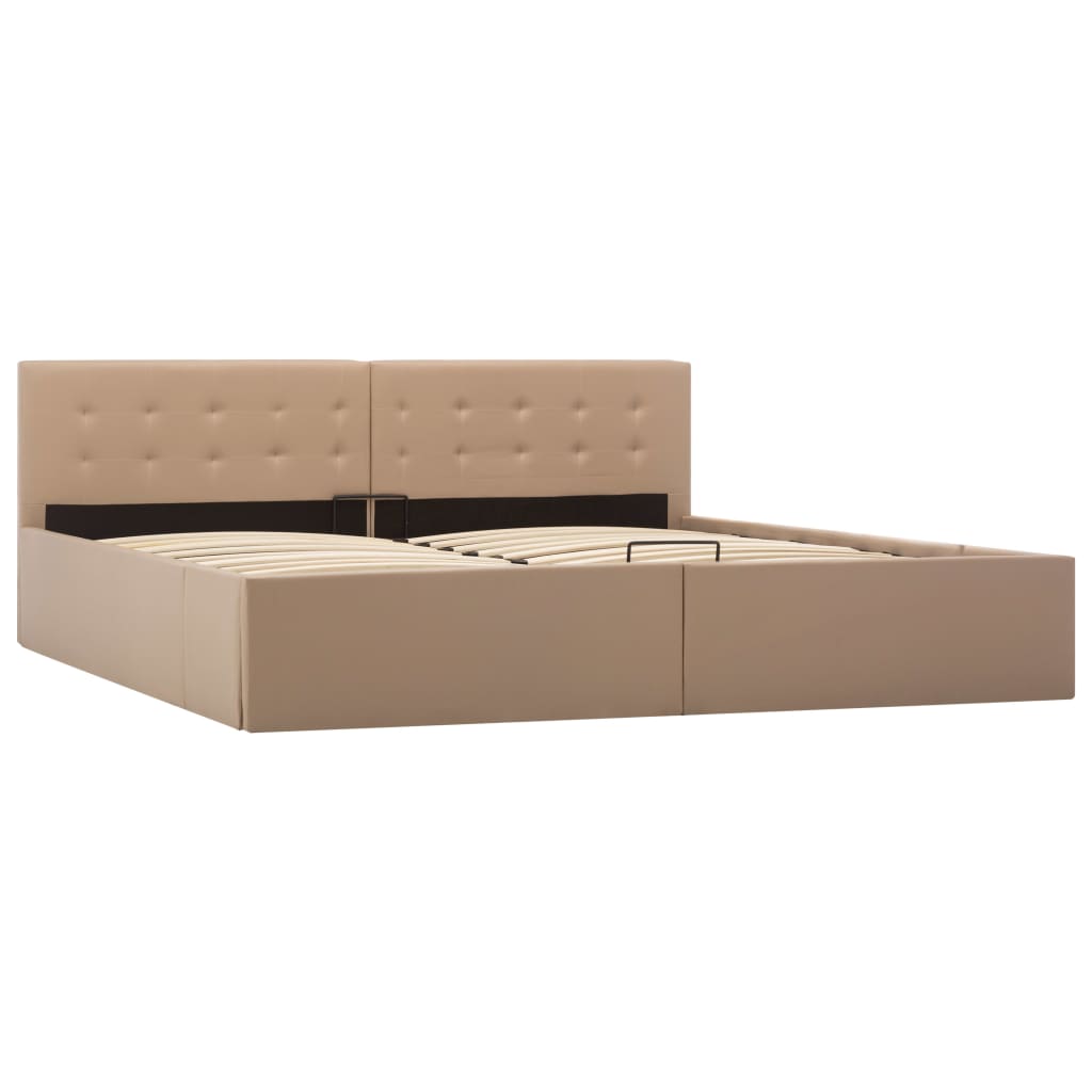 Cama canapé hidráulica cuero sintético 180x200 Marrón