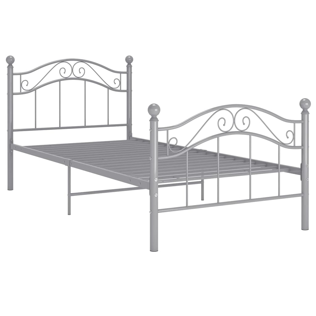 Estructura de cama de metal gris 100x200 cm