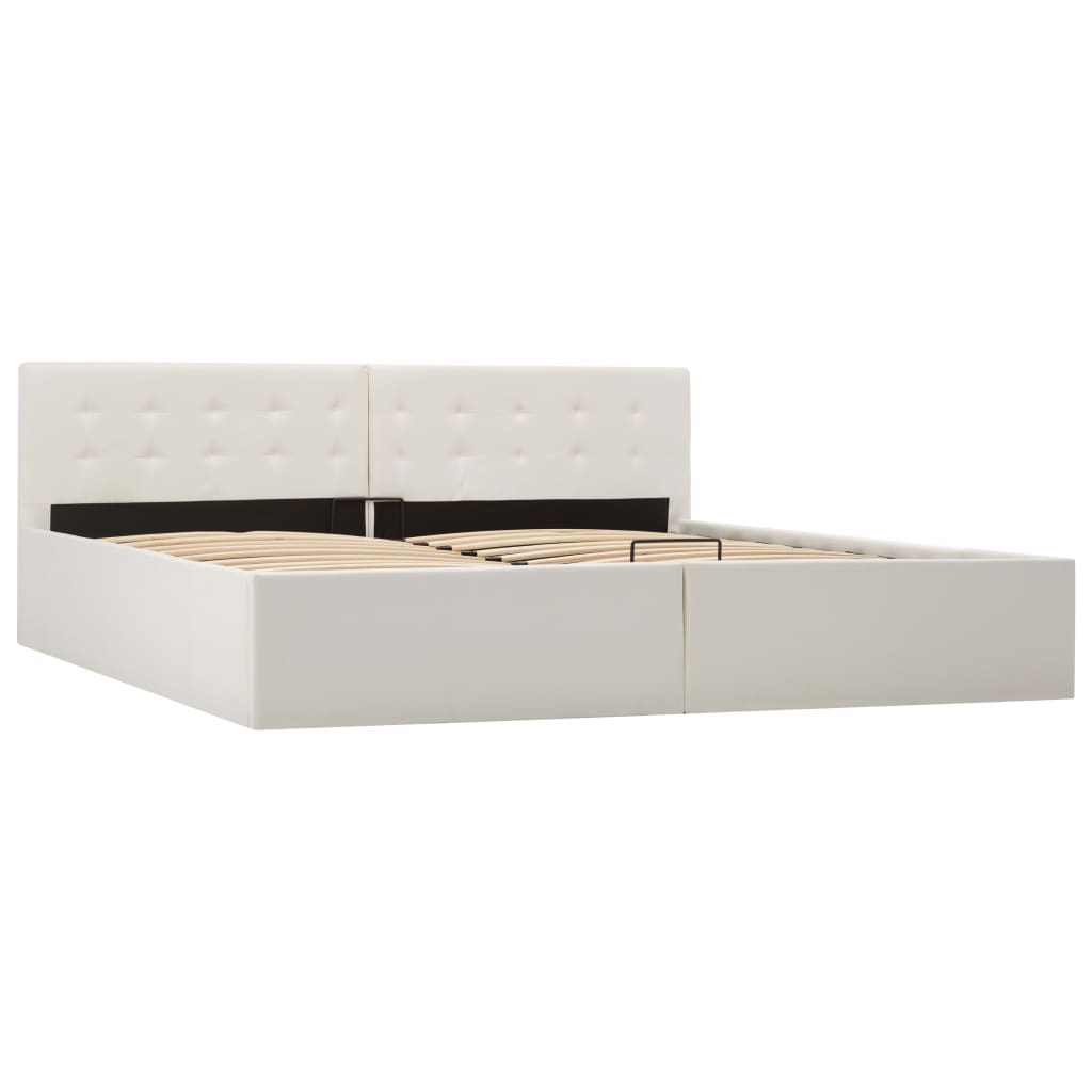 Cama canapé hidráulica cuero sintético 180x200 Blanco