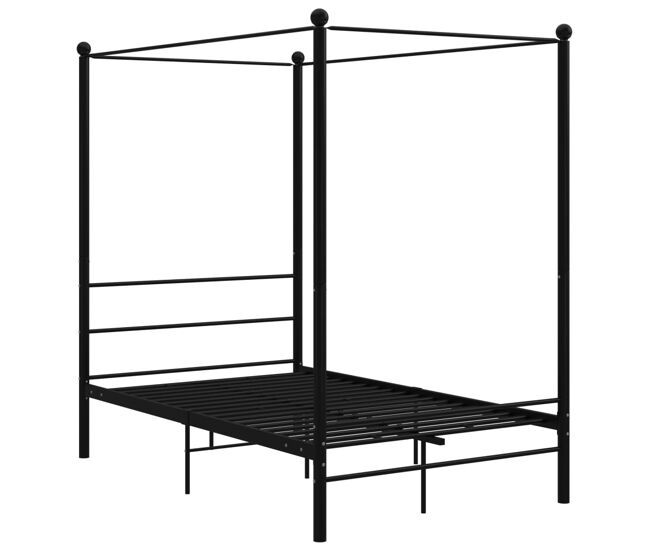 Estructura de cama con dosel metal negro 140x200 cm