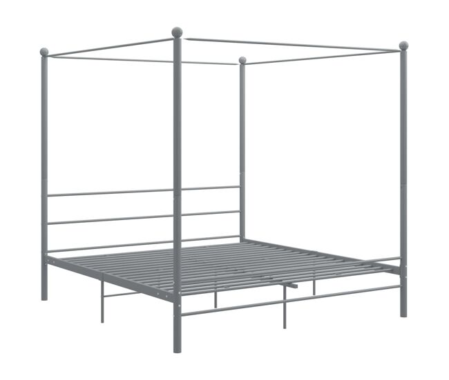 Estructura de cama con dosel metal gris 180x200 cm