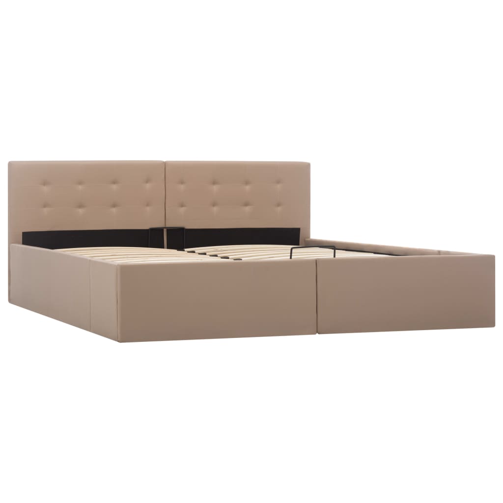 Cama canapé hidráulica cuero sintético capuchino 160x200 cm