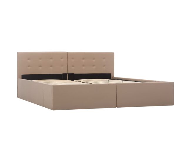 Cama canapé hidráulica cuero sintético capuchino 160x200 cm