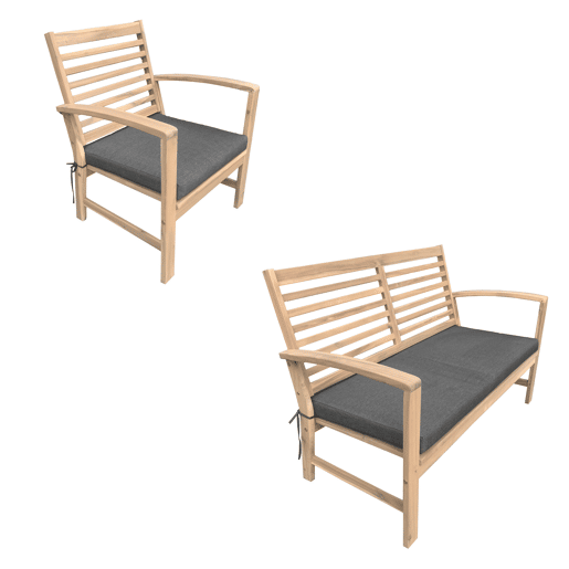 Conjunto de muebles de jardín acacia GOA de 4 plazas - cojines grises