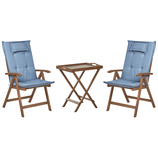 Conjunto de varanda com almofadas Dobrável AMANTEA Madeira de acácia Azul