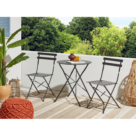 Conjunto de varanda Dobrável FIORI Metal Preto