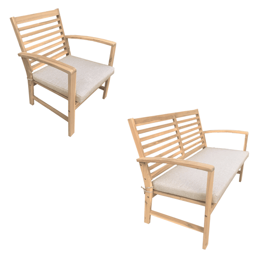 Conjunto de muebles de jardín de acacia GOA 4 plazas - cojines arena