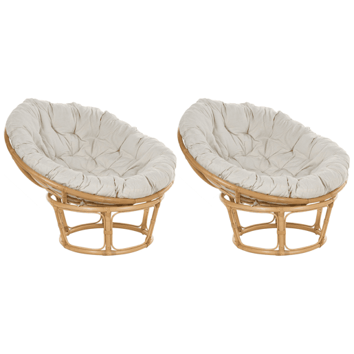 Conjunto de 2 poltronas de jardim com almofadas SALVO Rattan Natural