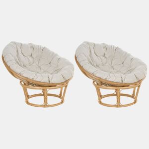 Conjunto de 2 poltronas de jardim com almofadas SALVO Rattan Natural