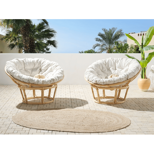 Conjunto de 2 poltronas de jardim com almofadas SALVO Rattan Natural