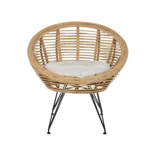 Conjunto de 2 cadeiras de jardim com almofadas MARATEA Rattan Natural