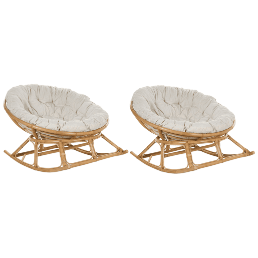 Conjunto de 2 cadeiras de baloiço ORVIETO Rattan Natural