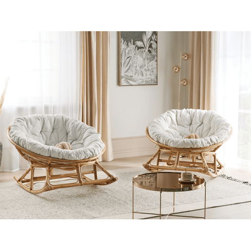 Conjunto de 2 cadeiras de baloiço ORVIETO Rattan Natural