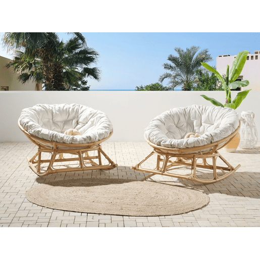 Conjunto de 2 cadeiras de baloiço ORVIETO Rattan Natural