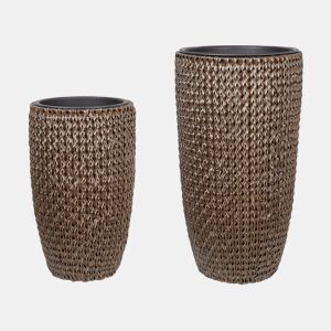 Beliani Conjunto de 2 vasos para plantas CEDRUS