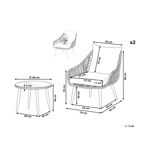 Beliani Conjunto bistrĂ´ LAURETO Beliani Conjunto bistrĂ´ LAURETO