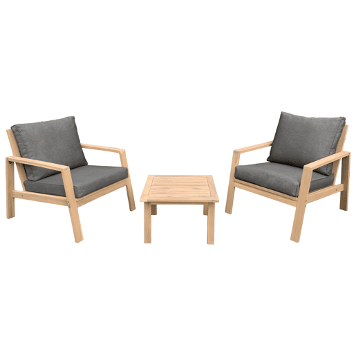 Conjunto de mobiliário de jardim de 2 lugares GILI - almofadas cinzentas Acacia