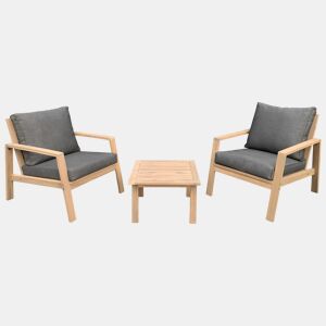 Conjunto de mobiliário de jardim de 2 lugares GILI - almofadas cinzentas Acacia