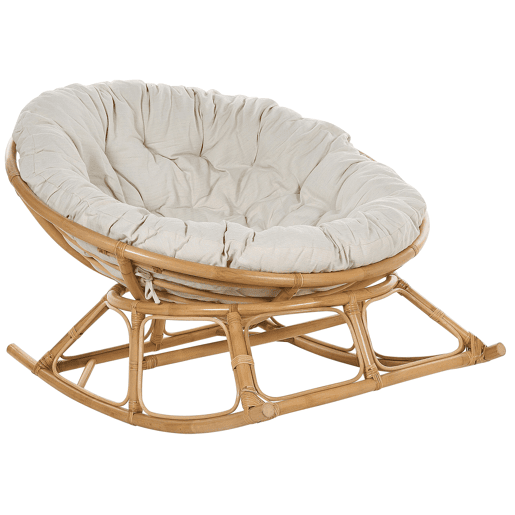 Cadeira de baloiço em rattan natural e creme claro ORVIETO