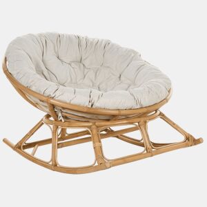 Cadeira de baloiço em rattan natural e creme claro ORVIETO