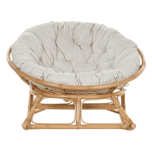 Cadeira de baloiço em rattan natural e creme claro ORVIETO