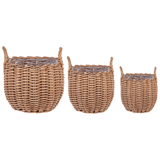 Beliani Conjunto de 3 vasos para plantas AUCUBA