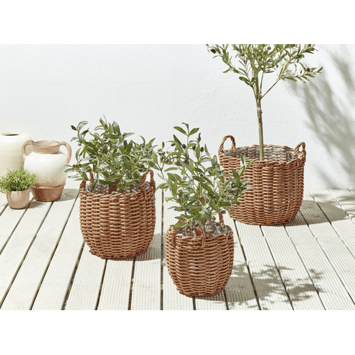 Beliani Conjunto de 3 vasos para plantas AUCUBA