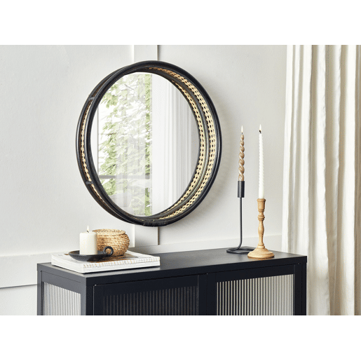 Espelho DAKSA 60 cm 60 cm Rattan Preto
