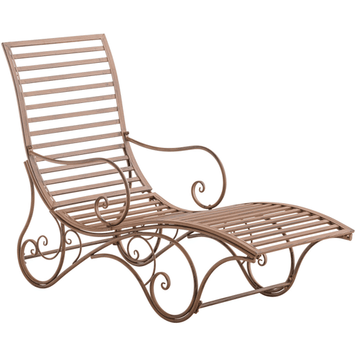 Tumbona De Jardín Amiens Metal Marrón antiguo 140X58X101 cm
