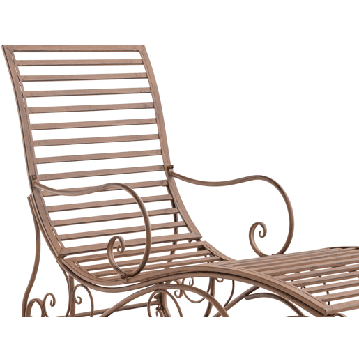 Tumbona De Jardín Amiens Metal Marrón antiguo 140X58X101 cm