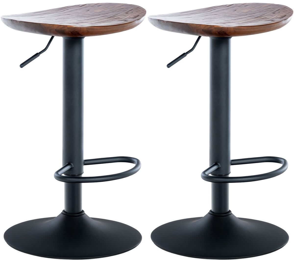 Set de 2 taburetes de bar skelde en madera y metal 56x41x38.5 cm
