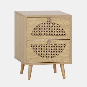 Mesa de cabeceira Luna 2 gavetas cor carvalho