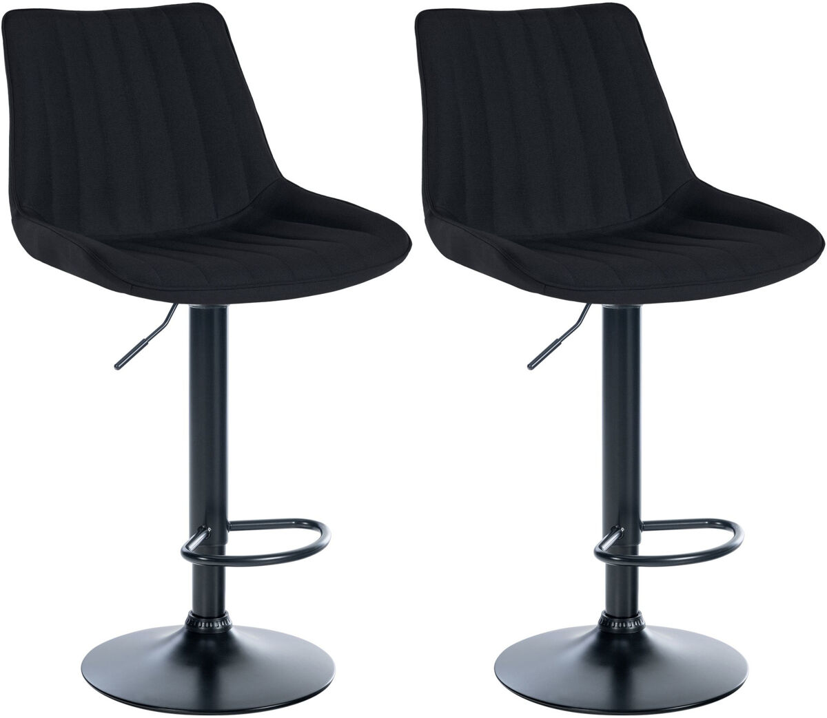 Set de 2 taburetes de bar toni en tela negro 50x49.5x91 cm