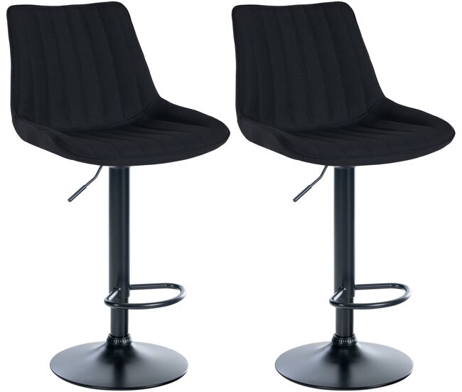 Set de 2 taburetes de bar toni en tela negro 50x49.5x91 cm