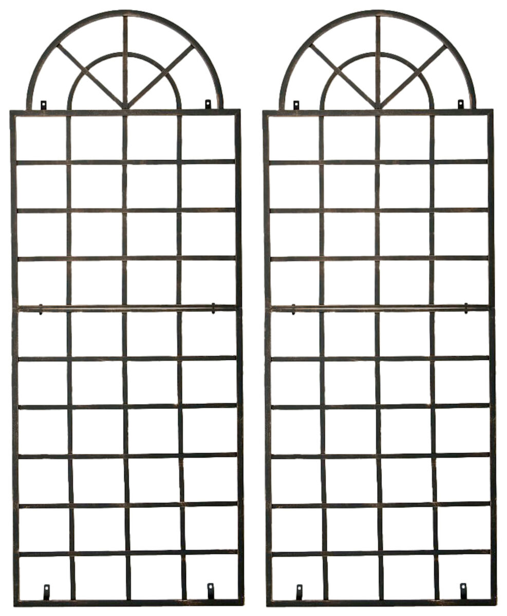 Set de 2 vallas metálicas viva para plantas trepadoras metal bronce 1x70x180 cm
