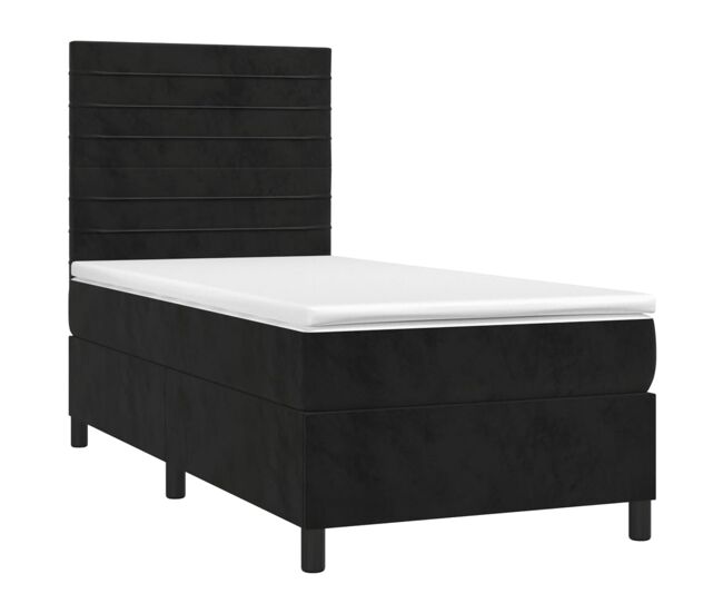 Cama box spring colchón y LED terciopelo - Rayas horizontales 90x200