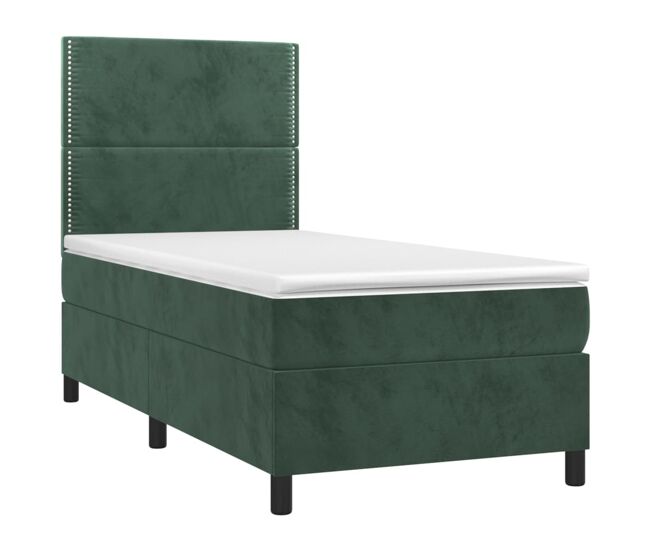Cama box spring colchón y LED terciopelo - Liso con clavos 100x200