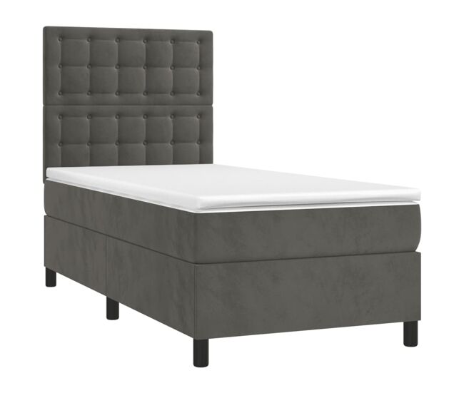 Cama box spring colchón y LED terciopelo - Botones 100x200