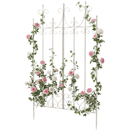 Celosía de Jardín Lila 130 x 100 cm Metal Crema antiguo 2X100X150 cm